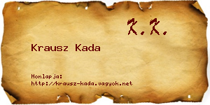 Krausz Kada névjegykártya